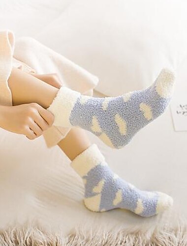  1 par tykke vintervarme sokker til kvinder home heart polyester simple varme sokker