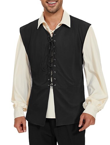  Rétro Vintage Médiéval Veste Ren Faire Pirate Viking Ranger Homme Celtique Pirate Halloween Carnaval Soirée LARP Adulte Gilet Toutes saisons