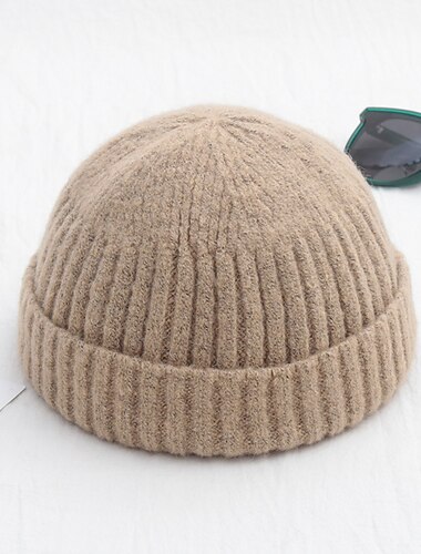  Herren Beanie Mütze Fischermütze Trawler-Mütze Watch Cap Wollmützen Hellgelb Schwarz Baumwolle Sport Reise Kante aufrollen Outdoor Urlaub Glatt Windundurchlässig Warm