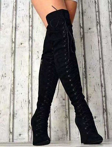  Overknee-Stiefel zum Schnüren für Damen – schwarze und burgunderfarbene, oberschenkelhohe Stilettos für die Wintermode und zum Ausgehen