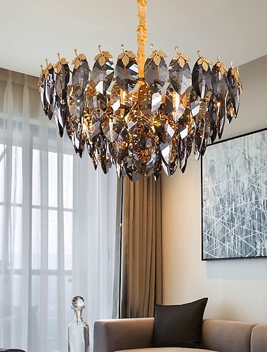  suspension led lustre fumée gris or 60/80/106cm 7/8/11 lumière spoutnik design métal spoutnik finitions peintes style nordique contemporain 110-240v