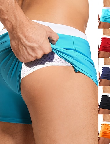  Men's Swim Shorts Swim Trunks Quick Dry with Mesh Lining Board Shorts Drawstring Zipper Pocket Breathable Bottoms - Swimming Surfing Beach Water Sports Solid Colored Spring Summer