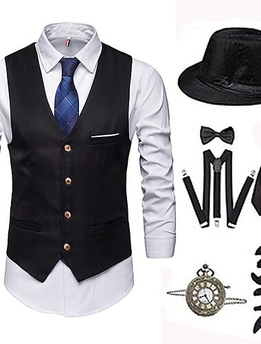  Retrò Vintage Anni 1920 Cappello Abiti Costume da festa Il grande Gatsby Gentiluomo Vacanza Natale Moda Normale Per uomo Halloween Carnevale Mascherata Abbigliamento da sera Mascherata Balli di fine