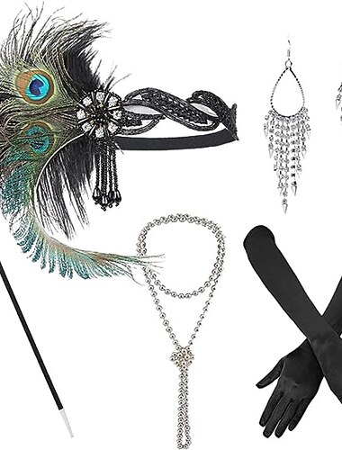  1920-tallet Den store Gatsby Drakter Den store Gatsby Bryllupsgjest Halloween Halloween Bryllupsmottagelse Utdrikningslag Voksen Hansker Øredobber Halskjeder Alle årstider