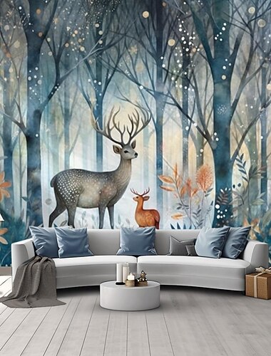  Wald Elch hängen Wandteppich Wandkunst große Wandteppich Wandbild Dekor Fotografie Hintergrund Decke Vorhang Haus Schlafzimmer Wohnzimmer Dekoration