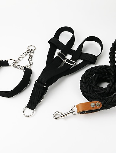  Corda de tração para animais de estimação conjunto de três peças coleira de peito de cachorro corda de cachorro médio e grande coleira de cachorro corrente colar de pescoço