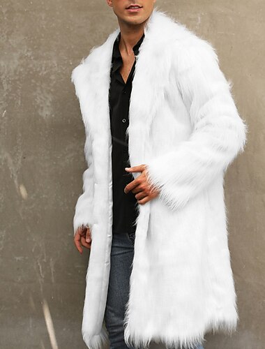  Herre Vinterfrakk Vinterjakke Fuskepels utendørs Dagligdagstøy Varm Lomme Høst Vinter عادي Mote Gatemote Knaphul Normal Svart Hvit Gul Brun Lysegrå Jakker