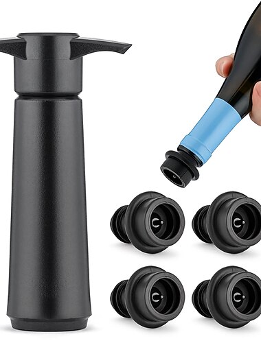  Bomba de vacío para ahorro de vino con 4 tapones de vino, bomba de aire conservadora, sellador de vino, corchos para botella de vino tinto, utensilios de goma para bar, tapones de vacío y conservante,