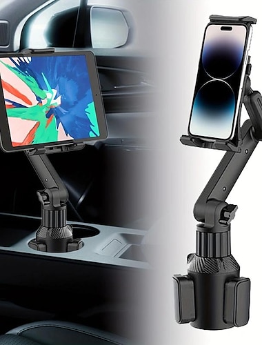  Car Cup Holder Tablet Phone Mount With Heavy Duty Cupholder Base Adjustable Tablet Phone Holder For Car/Truck Compatible With 4-13inch Tablets All Cellphones