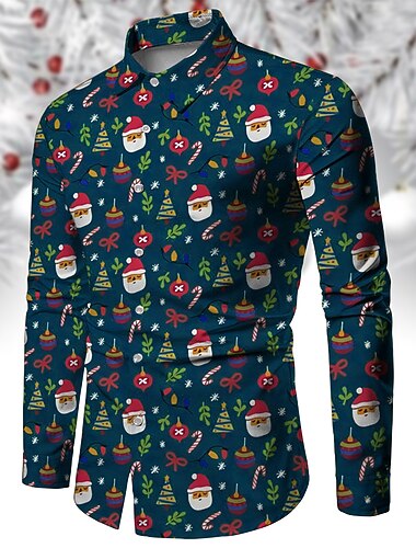  camisas estampadas de papai noel masculinas de natal camisas papai noel turndown vinho verde azul roxo impressão 3d rua manga longa botão para baixo impressão roupas vestuário designer de moda casual