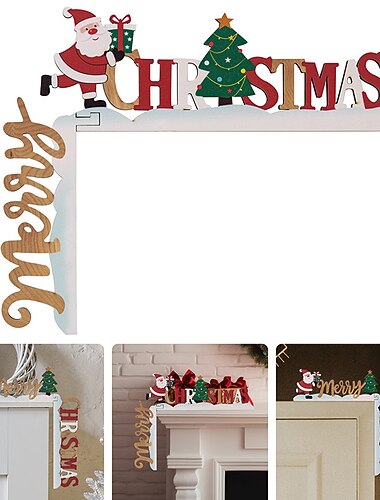  Świąteczna drewniana narożna ozdoba ościeżnicy drzwi, świąteczna dekoracja ościeżnicy, renifer Święty Mikołaj dekoracja ościeżnicy drzwi, świąteczne artykuły świąteczne