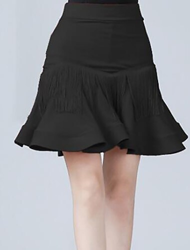  Latinské tance Sukně Sklady Třásně Čistá Barva Dámské Výkon Trénink Vysoký Spandex