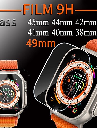  Suivre Protection Ecran Compatible avec Apple Watch Ultra 49mm Series 8 7 45mm Series 8 7 41mm Series 3 2 1 42mm Series 3 2 1 38mm Couverture maximale HD Effacer Ultrafine Verre Trempé Accessoires de