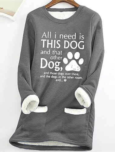  Damen-Sweatshirt, Pullover, Sherpa, Buchstaben, lässig, sportlich, Taschendruck, warm, flauschig, Rundhalsausschnitt, langärmeliges Oberteil, mikroelastisch, Herbst&amp;Winterkomfort, atmungsaktives,