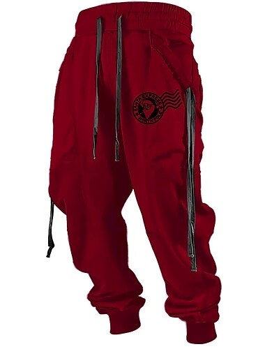  Kerstman Casual Voor heren 3D-afdrukken Joggingbroeken Broeken Buiten Straat Casual / Dagelijks Kerstmis Polyester Wit Rood Khaki S M L Medium Taille Elasticiteit Broek