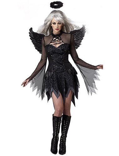  Engel des Todes Braut Gefallener Engel Gespenstische Braut Kleid Cosplay Kostüm Erwachsene Damen Austattungen Cosplay-Kostüm Karnival Leistung Party Karneval Maskerade Einfaches Karnevalskostüm