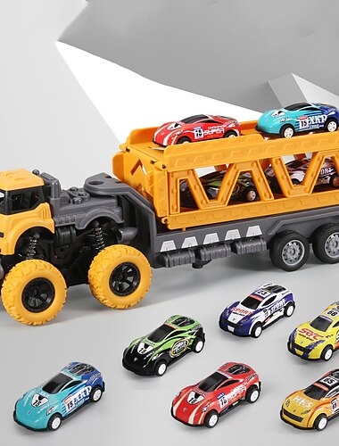  30,71 Zoll langes verformtes Schienenspielzeugauto mit 6 Stück Legierungsautos, Halloween- und Festivalgeschenk für Jungen und Mädchen