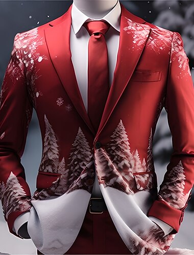  рождество мужские рождественские сцены принт блейзеры дерево деловой пиджак блейзер теплый дышащий удобный рабочая одежда для работы выход на улицу принт на пуговицах много карманов стандартный крой