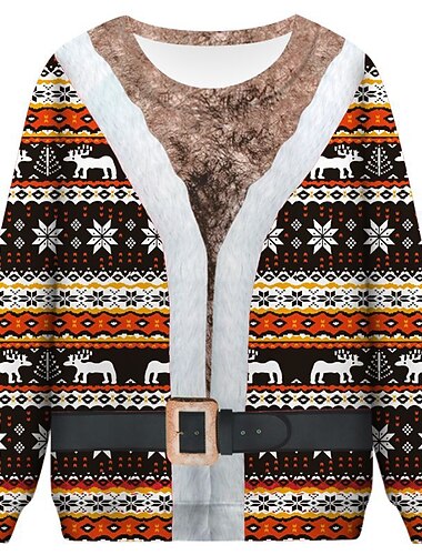  Jul Hattetrøje Pullover Morsom julegenser 3D-utskrift Trykt mønster 3D Lomme foran Graphic Morsom Til Par Herre Dame Voksne Jul Karneval Maskerade 3D-utskrift Fest