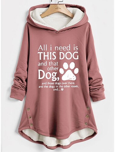  Damen Kapuzenpullover Sweatshirt Pullover Sherpa Buchstaben Casual Sport Knopfleiste Fronttasche Warm Flauschig Bequem Kapuzenpullover Langarmshirt Mikroelastisch Herbst&amp;Winterkomfort,