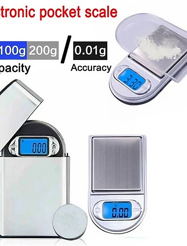  mini ficktändarvåg 50g/100g/200g digital precisionsvåg för för smycken diamantomladdning kök 0,01g vikt elektronisk våg
