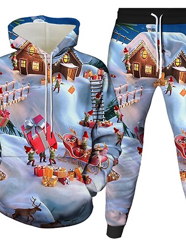  Jul julenissen Drakter Hattetrøje Joggedress Animé 3D Graphic Til Par Herre Dame Voksne Jul Karneval Maskerade Varmstempling Fest Festival