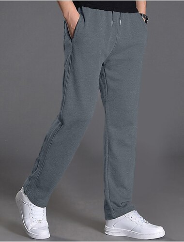  男性用 スウェットパンツ ズボン カジュアルパンツ ストレートレッグスウェットパンツ ポケット ドローストリング 弾性ウエスト 平織り 履き心地よい スポーツ・アウトドア カジュアル 日常 ファッション ストリートファッション ブラック ネイビーブルー マイクロエラスティック