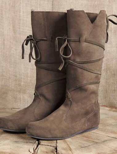  braune Schnürstiefel im Mittelalter-Stil für Damen – perfekt für Renaissance-Messen, Cosplay-Events und Treffen im Freien mit mittelalterlichem Thema