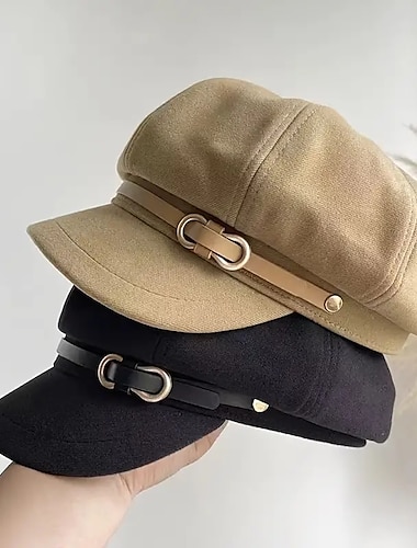  Nuevo sombrero octogonal vintage para vendedor de periódicos, boinas de estilo británico de color sólido, boina de pintor de decoración simple informal, sombreros para fiesta de mujer