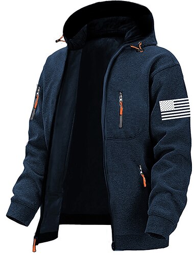  Hombre Estampados Bandera Sudaderas Manga Larga Sudaderas Con Capucha Moda Diario Vacaciones Noche Primavera & Otoño Azul Marino Gris Oscuro Gris Ropa Diseñador S M L XL 2XL 3XL