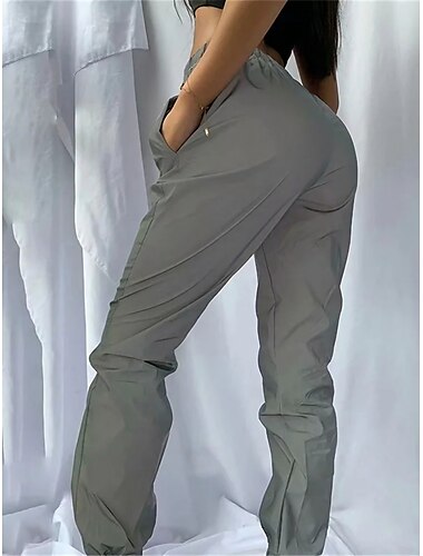  Mujer Pantalones de Deporte Pantalones Poliéster Alta cintura Longitud total Gris Otoño