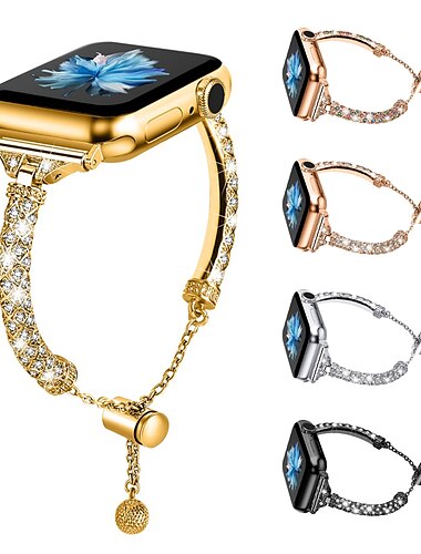  سوار مجوهرات متوافق مع Apple Watchband 38 مم 40 مم 41 مم 42 مم 44 مم 45 مم 49 مم نساء مادة لامعة بلينغ الماس أشابة استبدال حزام الساعة إلى iwatch Ultra 2 Series 9 8 7 SE 6 5 4 3 2 1