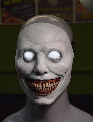  El exorcista Demonios sonrientes aterradores Máscara Accesorios de Halloween Máscara LED Adulto Hombre Mujer Horror Gracioso Disfraz de miedo Víspera de Todos los Santos Carnaval Mardi Gras Disfraz