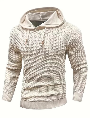  Pánské Pulovrový svetr Rýhovaný Plést Standardní Šňůrky Klasika Bez vzoru Kapuce Moderní soudobé Práce Denní nošení Oblečení Zima Černá Béžová M L XL