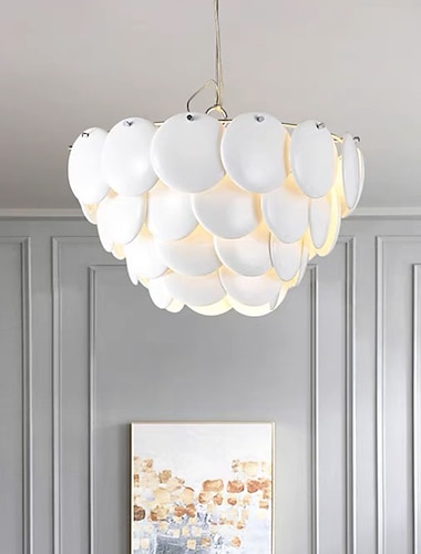  LED-Pendelleuchte, Keramik-Kronleuchter, weißes Glas, Deckenleuchter, Wohnzimmer-Innendekorationslampe, 110–240 V