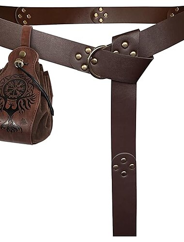  Rétro Vintage Epoque Médiévale Renaissance Ceinture de Tour de Taille Fourreau Pochette de ceinture Pirate Viking Ranger Elfe Homme Femme Unisexe Halloween Soirée GN Ceinture