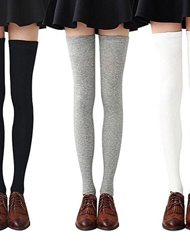  3 paia di calze da donna quotidiane semplici calze elastiche classiche tinta unita