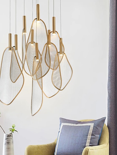  Lámpara colgante LED con diseño de grupo, candelabros de metal de 45/60 cm, lámpara colgante LED de estilo minimalista, lámpara de techo para mesita de noche y comedor, 110-240v