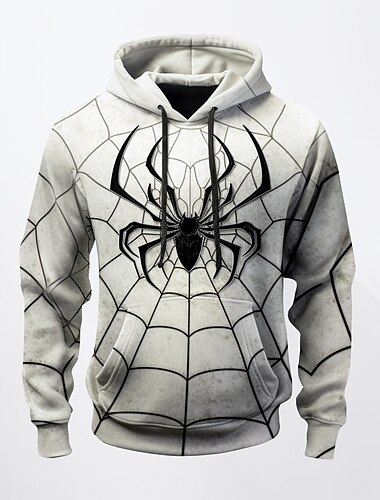  Hombre Graphic Arañas Sudadera Sudaderas Sudadera Manga Larga Sudadera con capucha Con Capucha Moda Impresión 3D Deporte Festivos Vacaciones Blanco Rojo Estampado Bolsillo delantero Primavera & Otoño