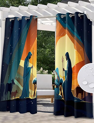  Wasserdichter Outdoor-Vorhang für Privatsphäre, verschiebbare Terrassen-Vorhänge, Pergola-Vorhänge mit Öse für Pavillon, Balkon, Veranda, Party