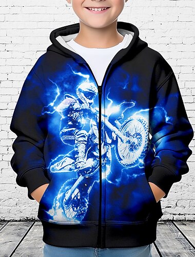  Chłopcy 3d samochód bluza z kapturem płaszcz odzież wierzchnia długi rękaw 3d nadruk jesień zima moda streetwear fajny poliester dzieci 3-12 lat na zewnątrz na co dzień codzienny regularny krój