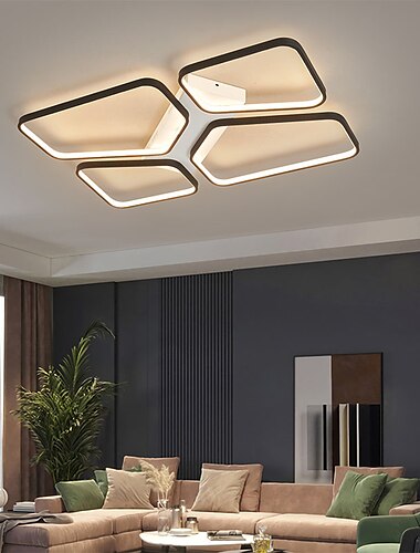  plafoniera a led design geometrico 48/75cm lampadario moderno a sospensione in metallo 4/6/8 teste lampada a sospensione a led plafoniera a sospensione creativa in nero per soggiorno ristorante bar