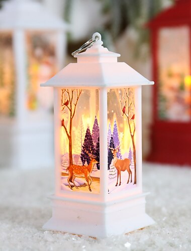  Linterna decorativa navideña LED, linternas de interior decorativas con alce y muñeco de nieve de Papá Noel, linterna colgante para exteriores, linternas decorativas.