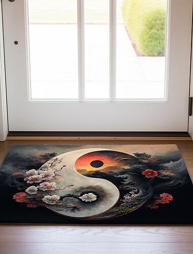  Yinyang Taichi Fußmatte Fußmatten waschbare Teppiche Küchenmatte Boho rutschfester ölbeständiger Teppich Indoor Outdoor Matte Schlafzimmer Dekor Badezimmer Matte Eingangsteppich