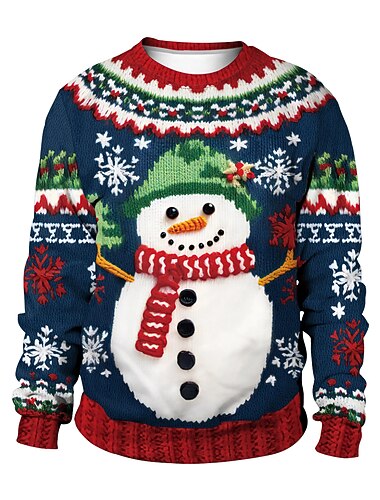  Snømann Hattetrøje Pullover Morsom julegenser 3D-utskrift Trykt mønster 3D Lomme foran Graphic Til Par Herre Dame Voksne Jul Karneval Maskerade 3D-utskrift Fest