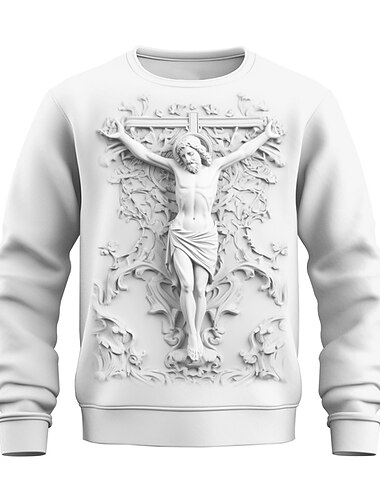  Herren Graphic Jesus Vertrauen Sweatshirts Pullover Sweatshirt Langarm Sweatshirt Rundhalsausschnitt Modisch Täglich Brautkleider schlicht 3D-Druck Urlaub Festtage Ausgehen Bedruckt Frühling & Herbst
