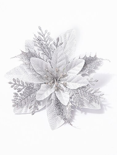  5/10 stk mreey juletre dekorasjon ornamenter xmas falske blomster fødselsjulen gull pulver jule blomst simulering blomst jule krans dekorasjon blomst juletre dekorasjon