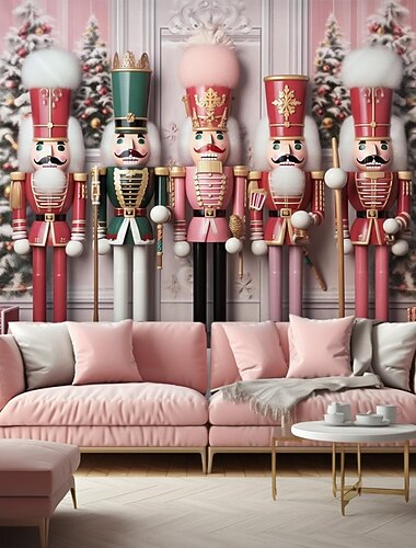  クリスマスの飾り くるみ割り人形 吊り下げタペストリー 壁アート クリスマス 大きなタペストリー 壁画 装飾 写真 背景 ブランケット カーテン 自宅 寝室 リビングルーム 装飾