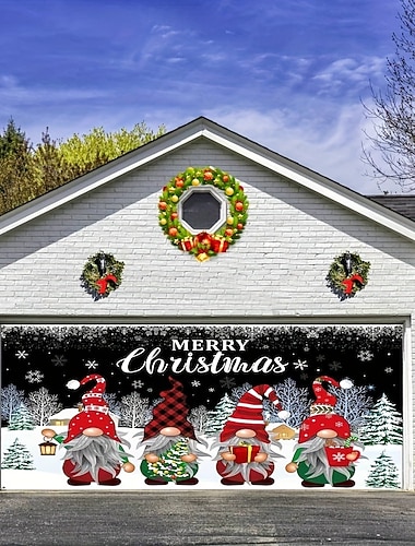  kerstdeurdecoraties kabouters buiten garagedeurhoes kerstbanner kerstman sneeuwpop kerststal grote achtergronddecoratie voor vakantie buiten garagedeur huis muurdecoraties