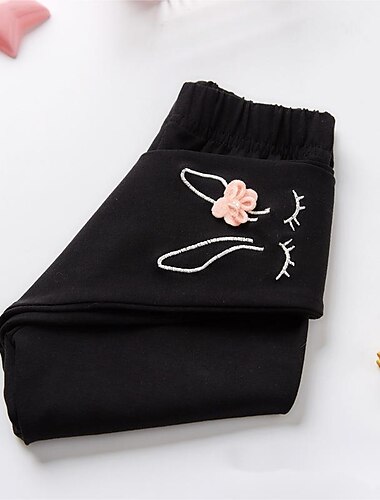  kinderkleidung Mädchen Gamaschen Feste Farbe Aktiv Rüschen Schulanfang Baumwolle 3-7 Jahre Frühling Schwarz Weiß Rosa